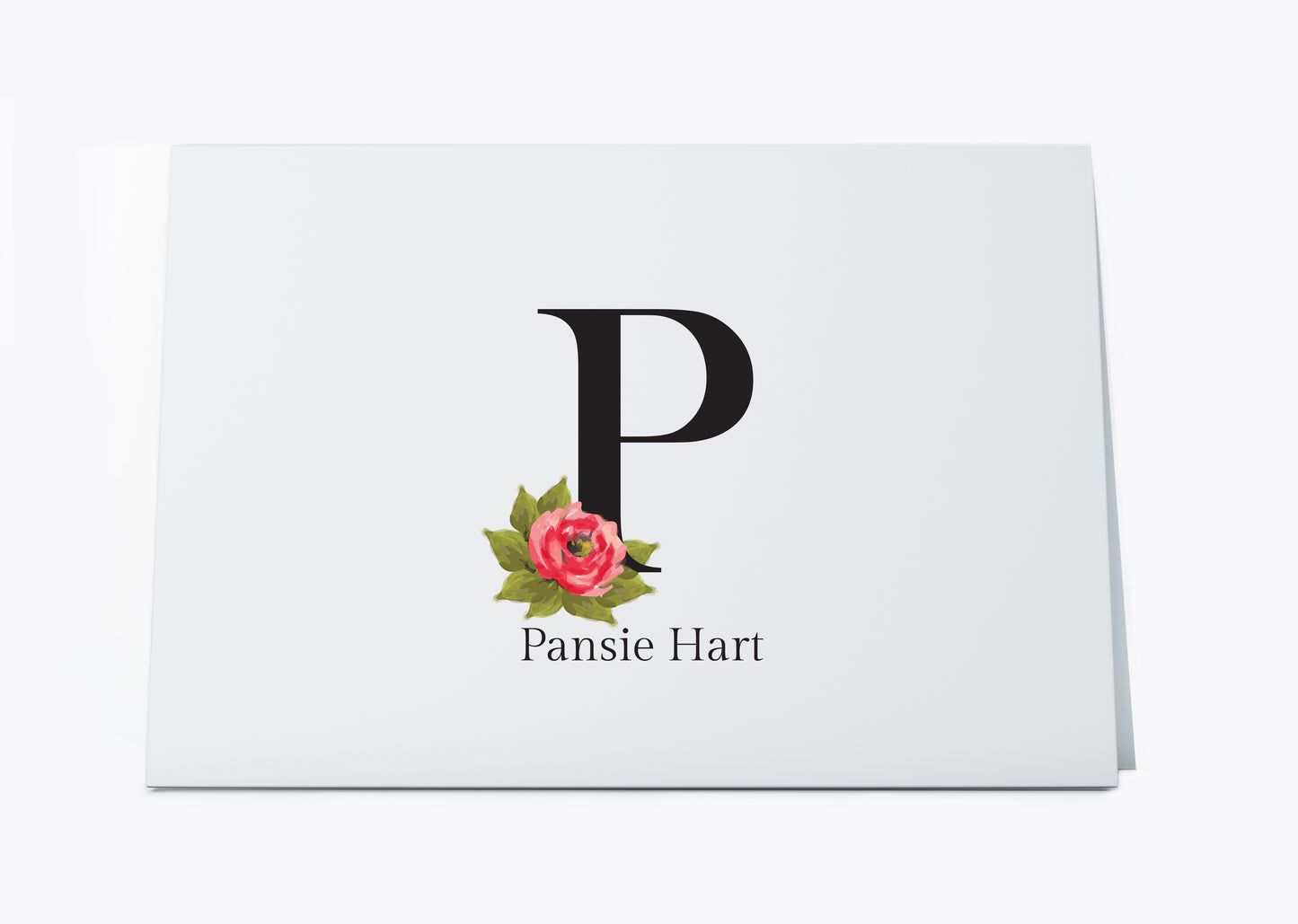 Flower Initial  Notecards